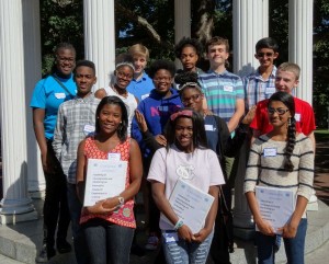 Students from Carolina ADMIRES program at the Old Well
